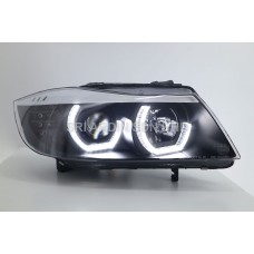 BMW E90 05-12 Black Projector Headlamp w Crystal Bar